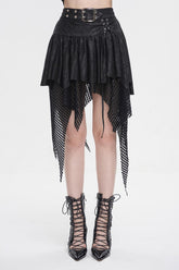 Jupe Gothique Femme à Boucle et Maillage Irrégulier Noir